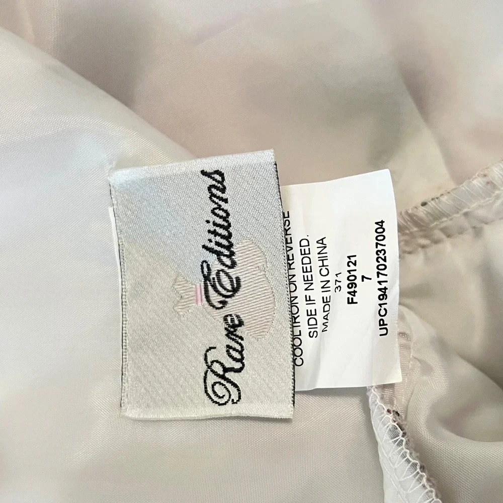 Rare Editions Girls Size 7 Floral Party Dress White Rose Print Tulle Wedding EUC